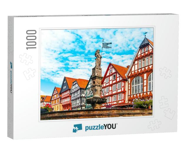 Roland Fountain on the Marketplace of Fritzlar, Kassel Re... Jigsaw Puzzle with 1000 pieces