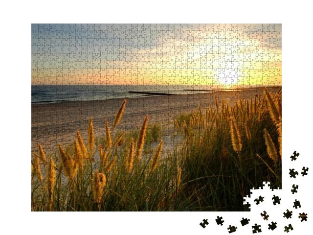 Baltic Sea, Dunes on a Sandy Beach in Kolobrzeg, Poland... Jigsaw Puzzle with 1000 pieces