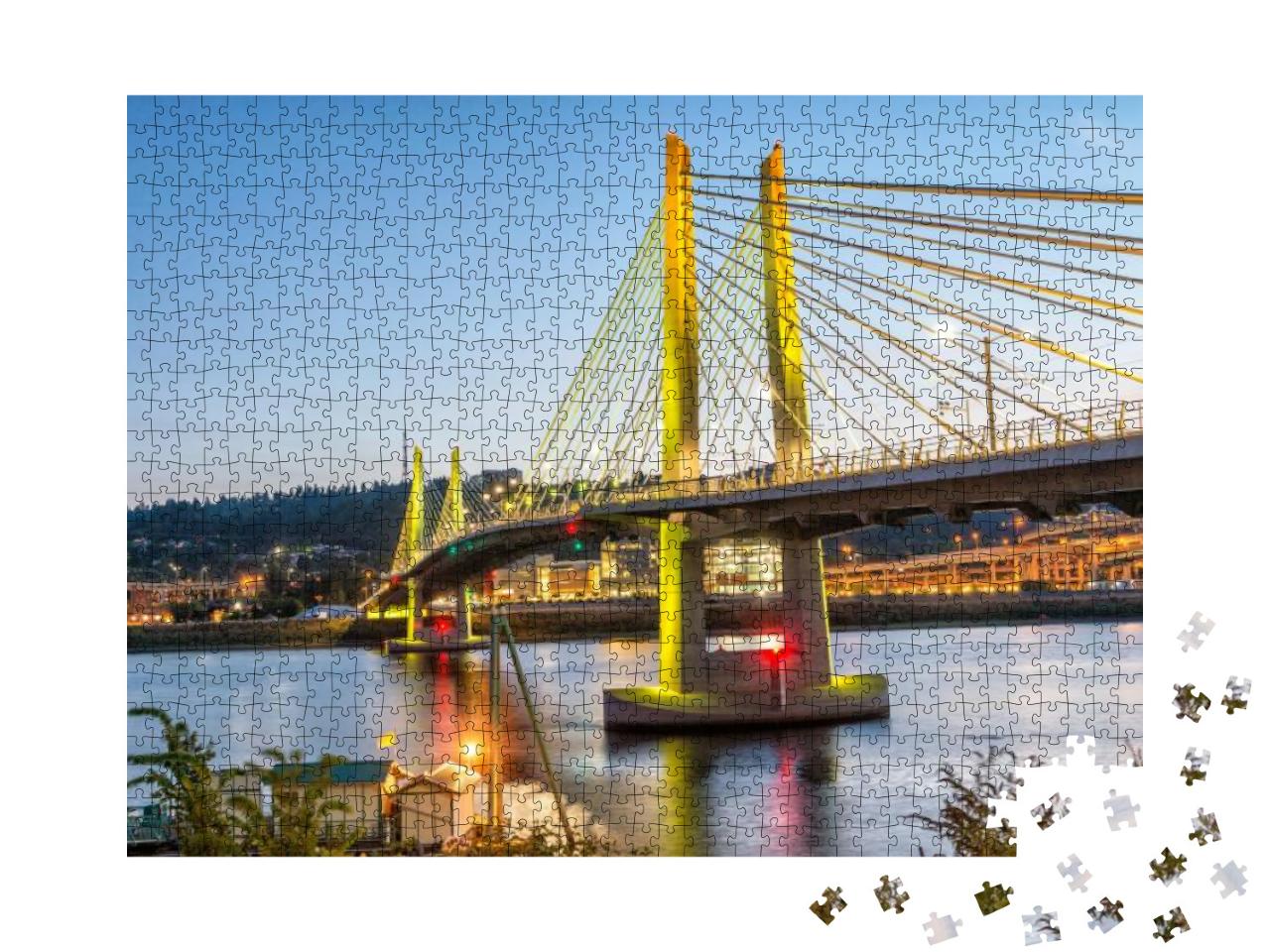 Tilikum Crossing At Night in Portland, Or... Jigsaw Puzzle with 1000 pieces