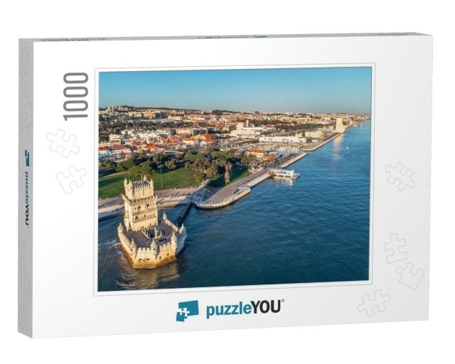 Aerial Panorama of Belem Tower & Belem District At Sunset... Jigsaw Puzzle with 1000 pieces