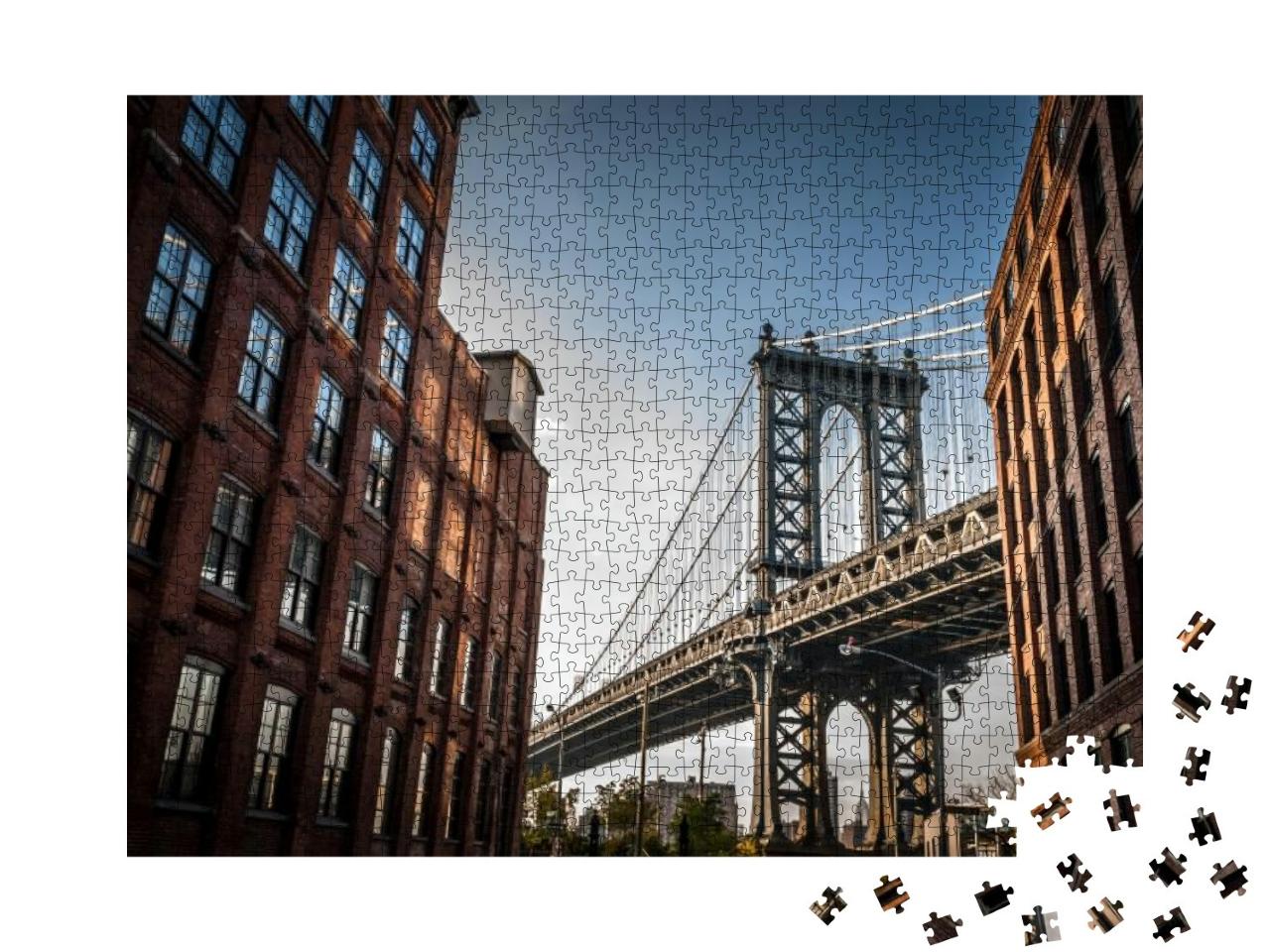 Manhattan Bridge Seen from a Narrow Alley Enclosed by Two... Jigsaw Puzzle with 1000 pieces
