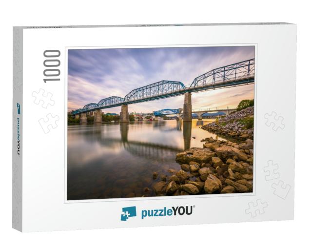 Chattanooga, Tennessee, USA River & Bridge At Dusk... Jigsaw Puzzle with 1000 pieces