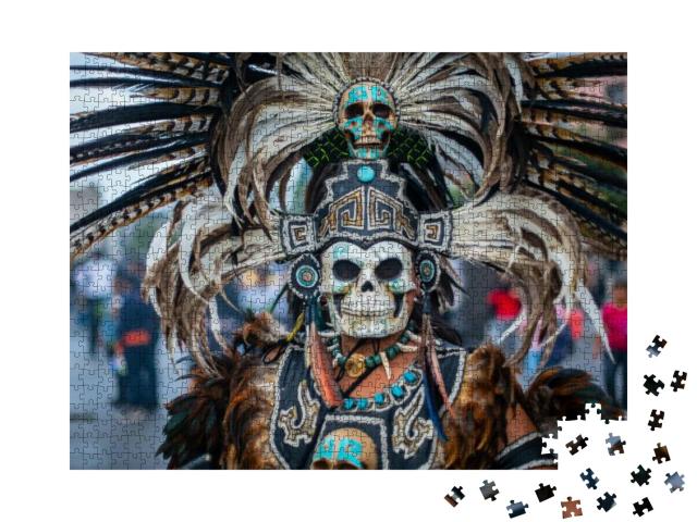 Dancer Characterized with Prehispanic Costumes in the Zoc... Jigsaw Puzzle with 1000 pieces