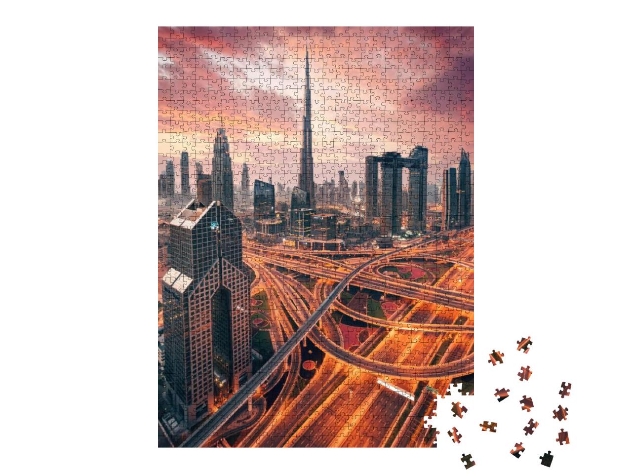 Beautiful Sunrise Above Downtown Dubai... Jigsaw Puzzle with 1000 pieces