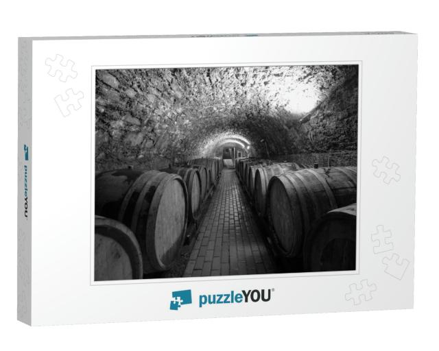 Wine Barrels in a Wine Cellar. Small Production. Undergro... Jigsaw Puzzle