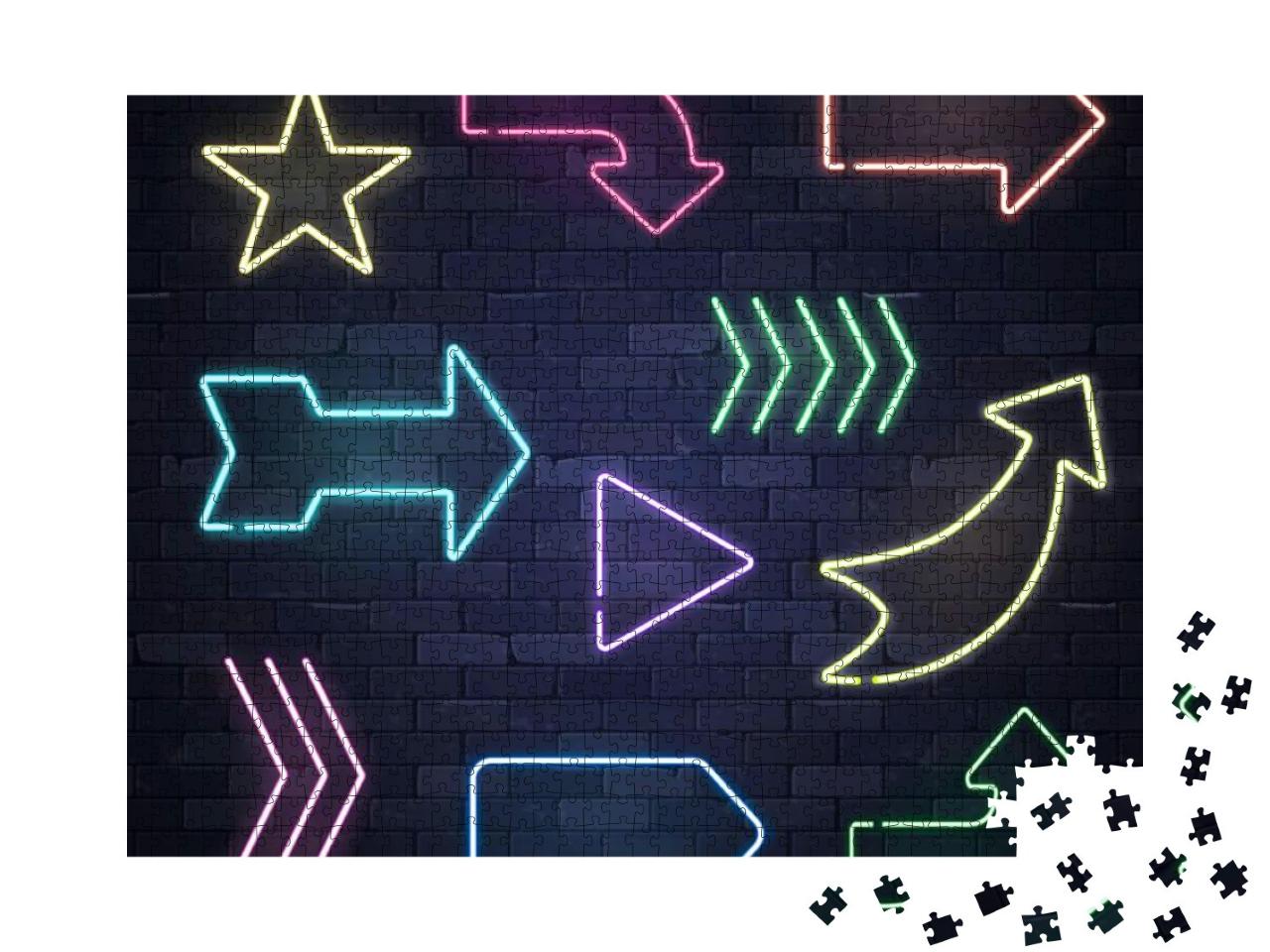 Set of Neon Frame Star Arrows Pointers Signs Light Electr... Jigsaw Puzzle with 1000 pieces