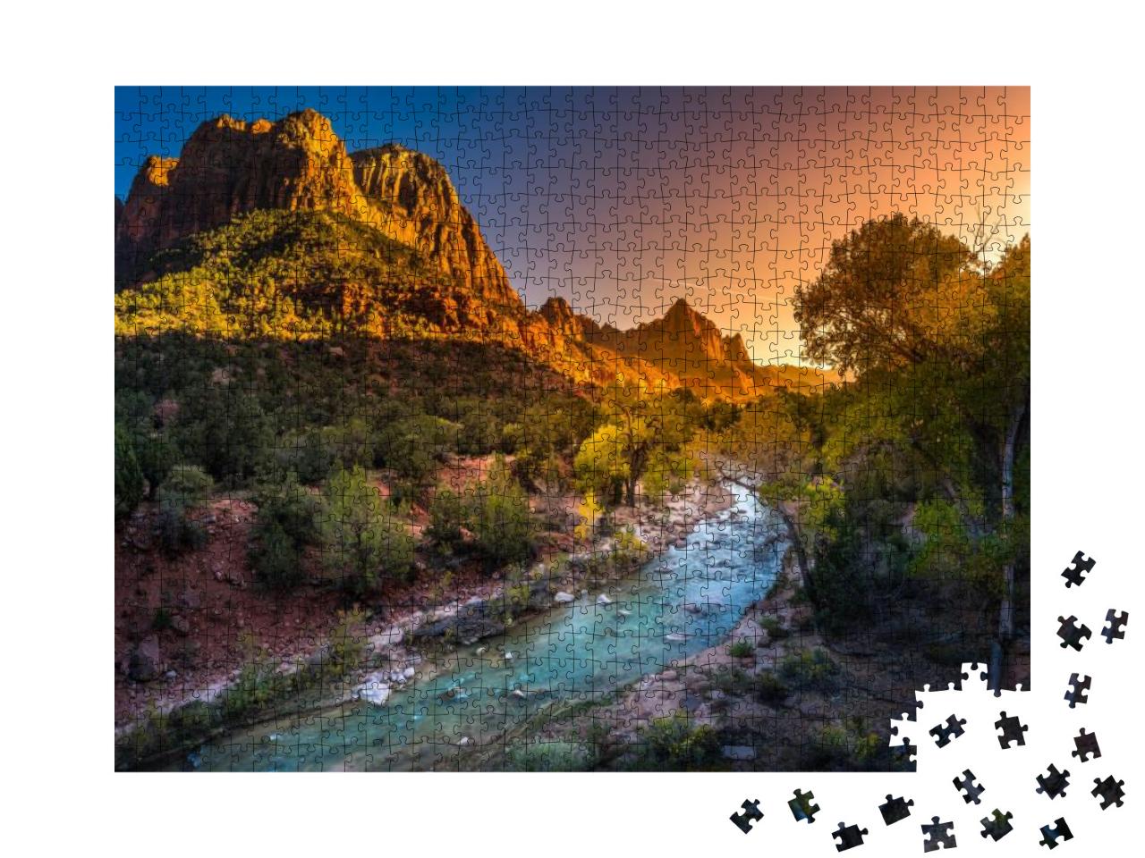 Zion National Park Fall Colors At Sunset... Jigsaw Puzzle with 1000 pieces