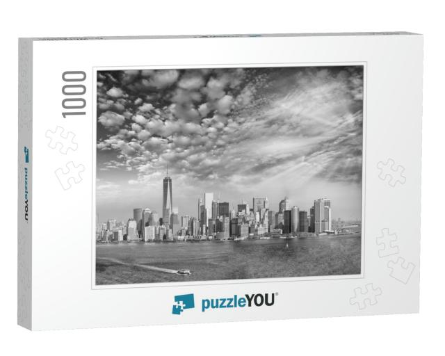 Downtown Manhattan At Sunset. Beautiful View from Ellis I... Jigsaw Puzzle with 1000 pieces