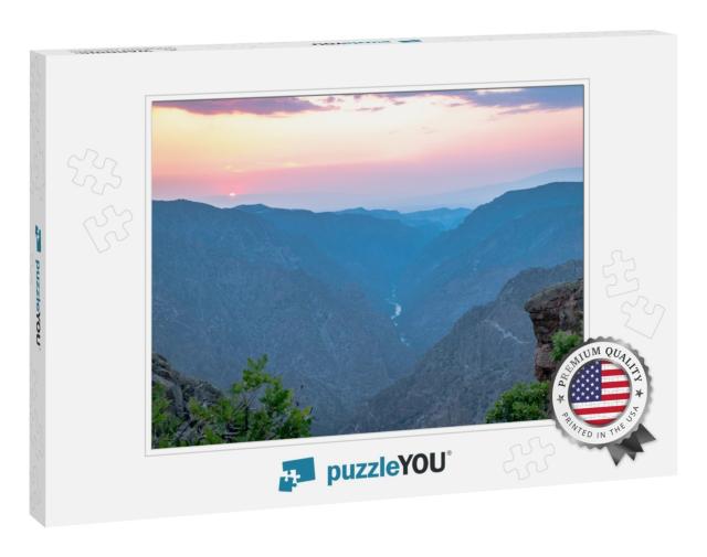 The Setting Sun At Black Canyon of the Gunnison National... Jigsaw Puzzle