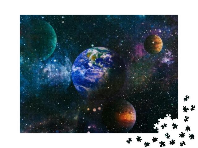 Beautiful Night Sky, Star in the Space. Collage on Space... Jigsaw Puzzle with 1000 pieces