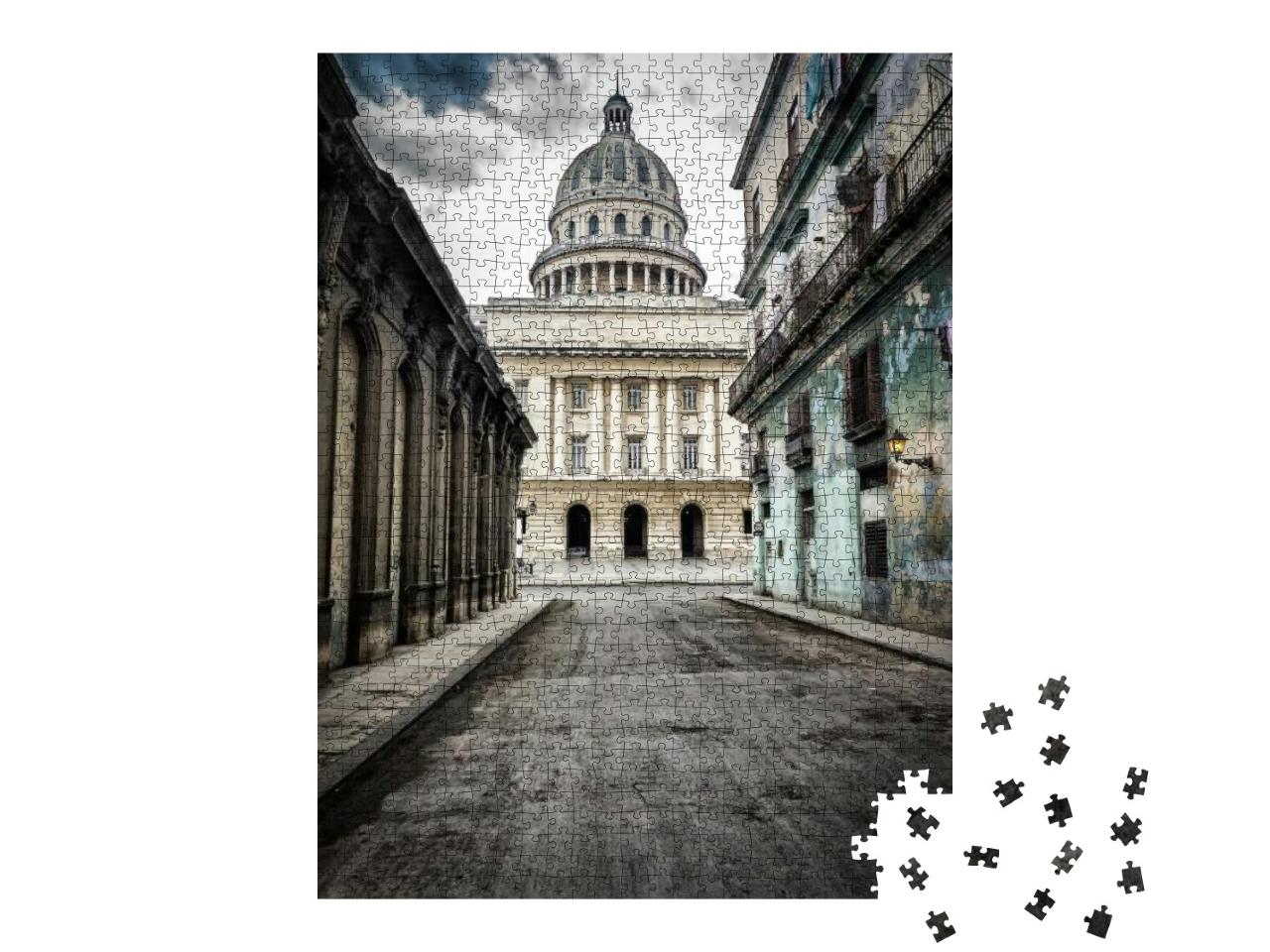 Grungy Street with Crumbling Buildings Leading to the Cap... Jigsaw Puzzle with 1000 pieces