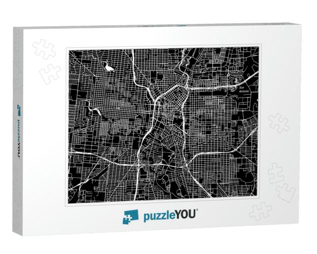 San Antonio, Texas. Downtown Vector Map. City Name on a S... Jigsaw Puzzle