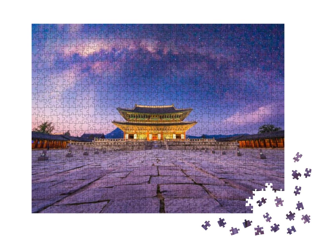 Twilight Time View Milky Way with Gyeongbokgung Palace La... Jigsaw Puzzle with 1000 pieces