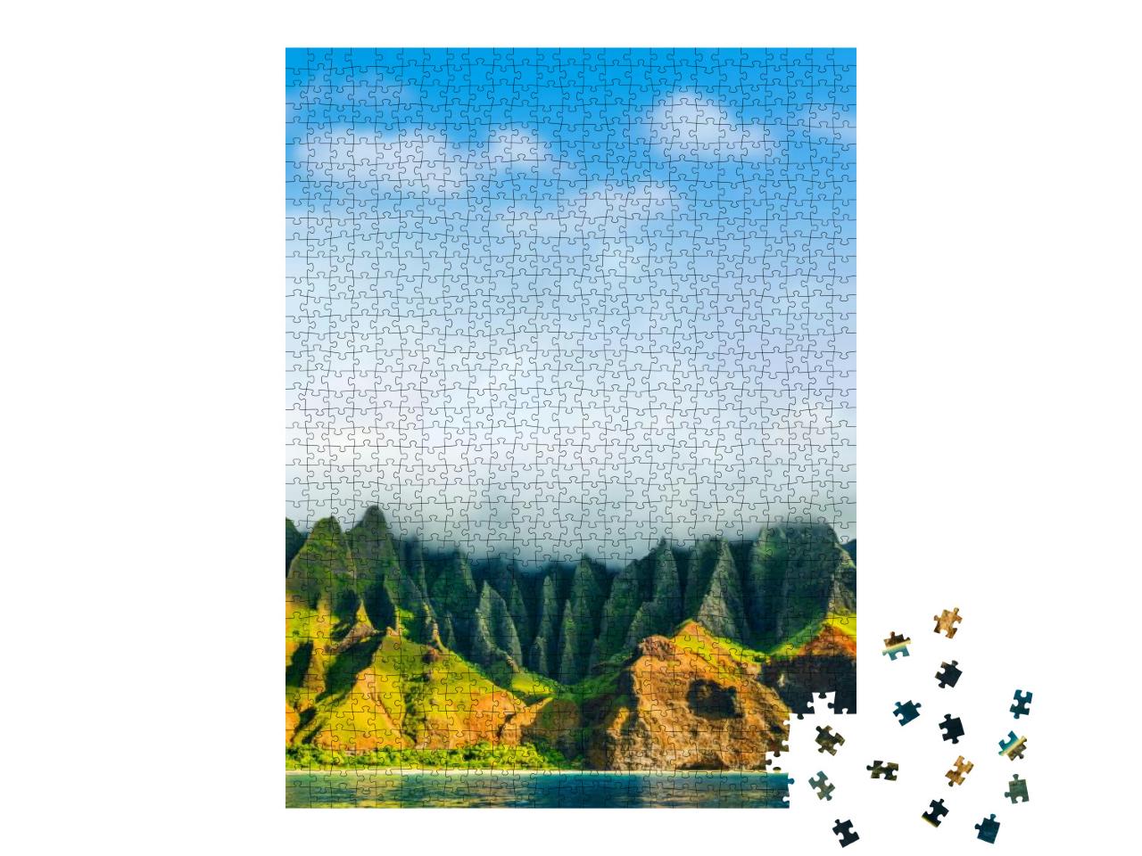 Na Pali Coast, Kauai, Hawaii View from Sea Sunset Cruise... Jigsaw Puzzle with 1000 pieces