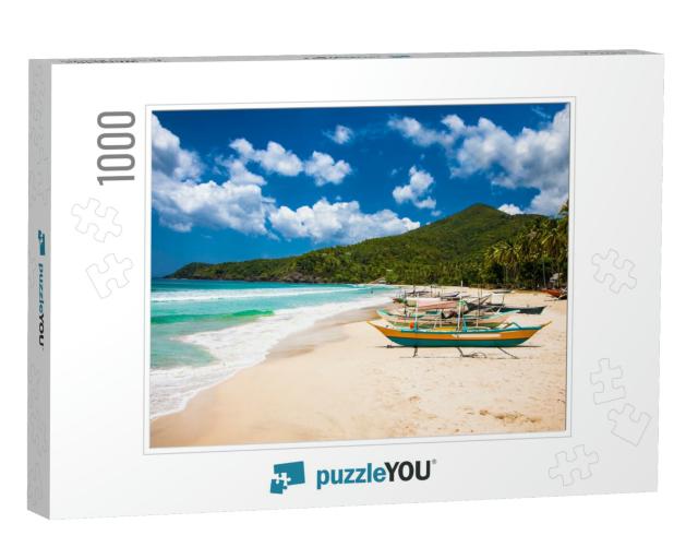 Traditional Boats on Sabang Beach, Puerto Princesa, Palaw... Jigsaw Puzzle with 1000 pieces