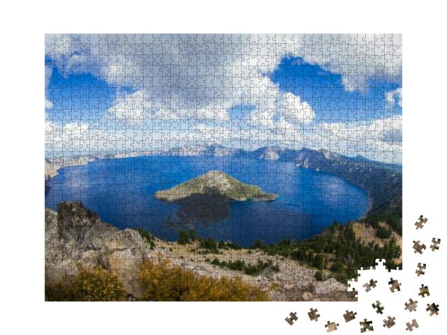 Wide Angle View of Crater Lake Form the Top of Watchman's... Jigsaw Puzzle with 1000 pieces