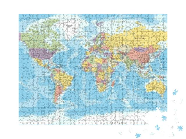 World Map Classic Color Political - Vector Detailed Illus... Jigsaw Puzzle with 1000 pieces