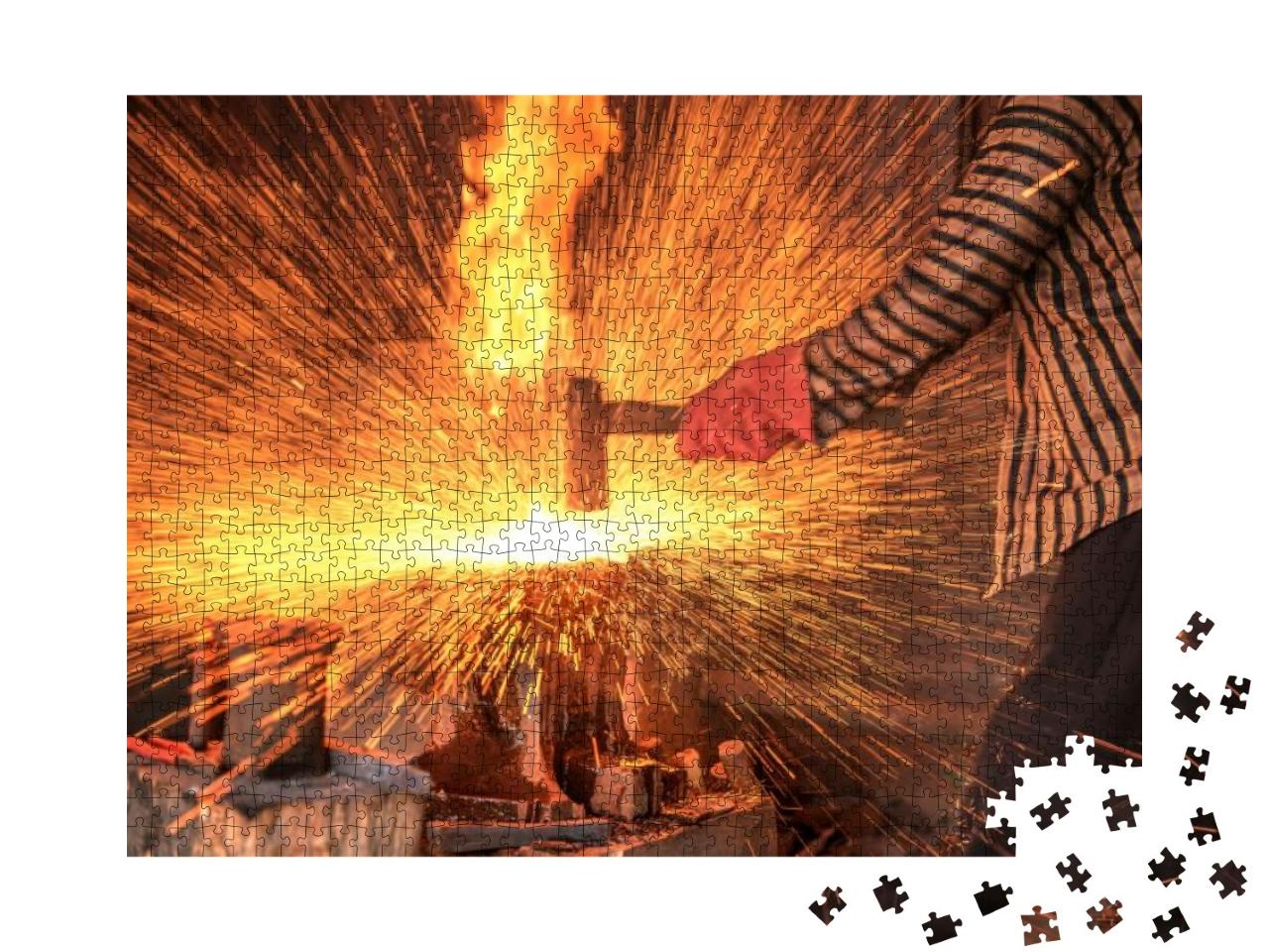 Blacksmith Forging the Molten Metal with a Hammer to Make... Jigsaw Puzzle with 1000 pieces
