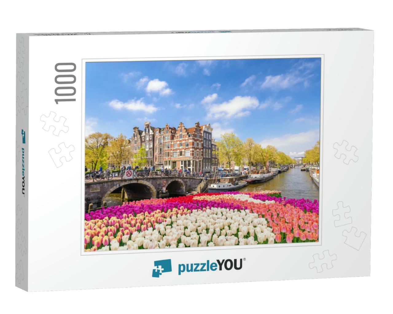 Amsterdam Netherlands, City Skyline At Canal Waterfront w... Jigsaw Puzzle with 1000 pieces