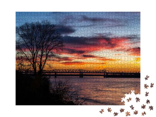 Memphis City Sunset Over Mississippi... Jigsaw Puzzle with 1000 pieces