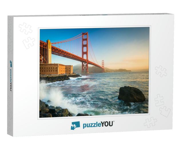 The Golden Gate Bridge, Seen At Sunrise from Fort Point... Jigsaw Puzzle