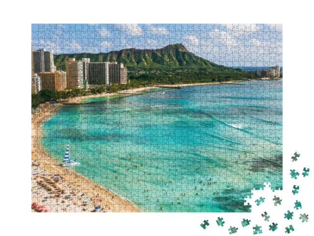 Hawaii Beach Honolulu City Travel Landscape of Waikiki Be... Jigsaw Puzzle with 1000 pieces