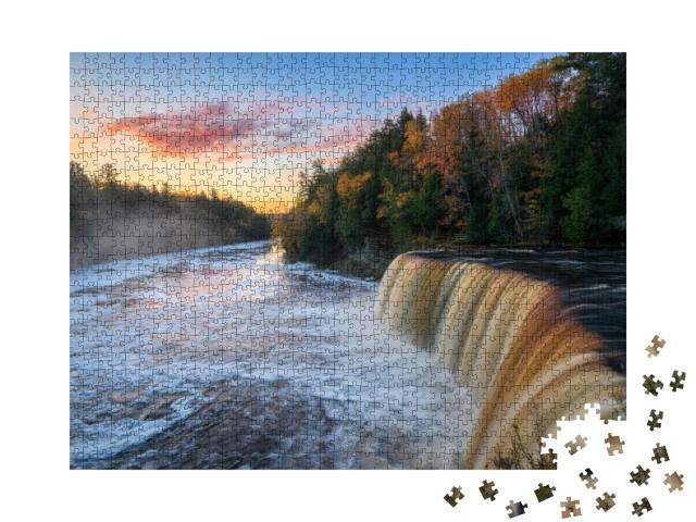 Autumn Sunrise At Tahquamenon Falls State Park in Michiga... Jigsaw Puzzle with 1000 pieces