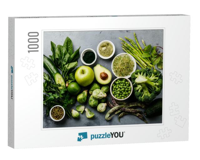 Healthy Green Food Clean Eating Selection Protein Source... Jigsaw Puzzle with 1000 pieces