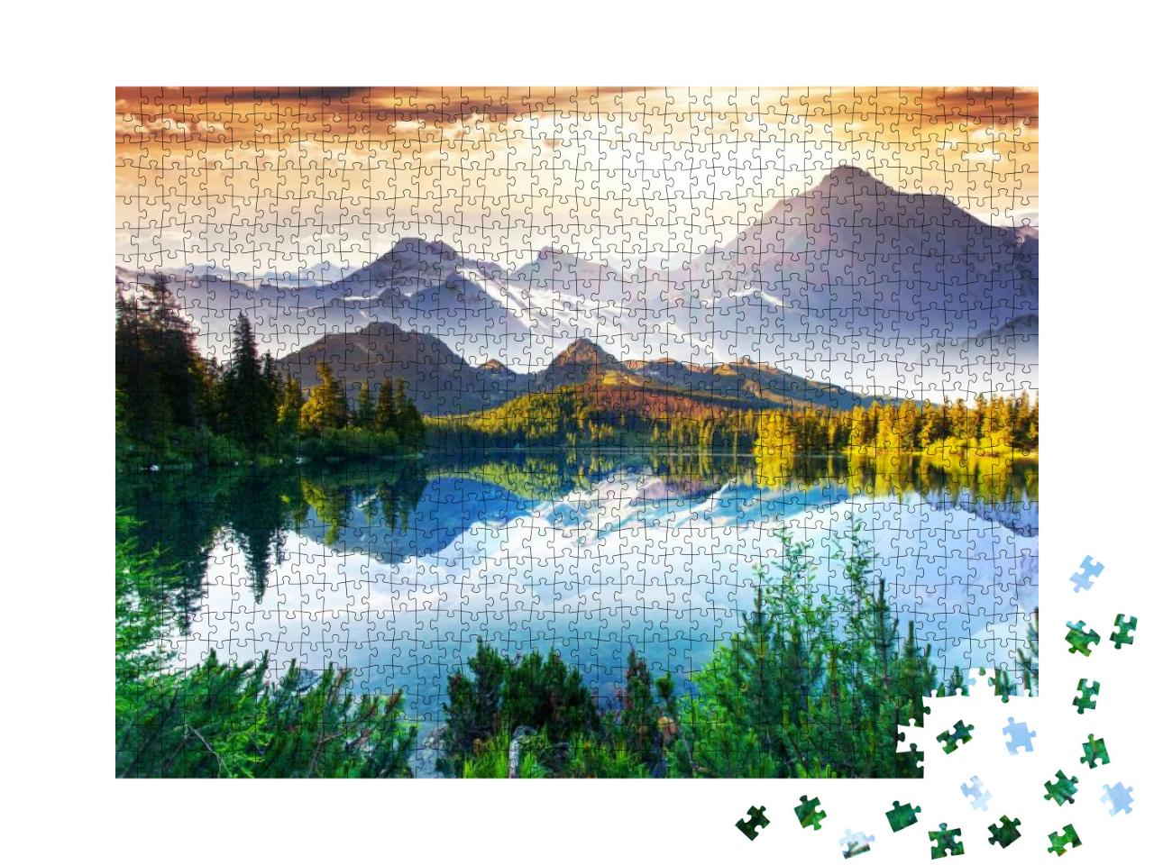 Fantastic Sunny Day is in Mountain Lake. Creative Collage... Jigsaw Puzzle with 1000 pieces
