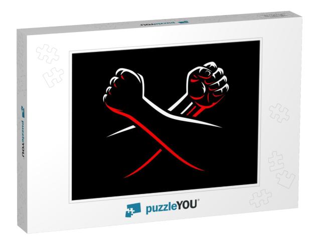 Vector Clenched Fists Fight Mma, Wrestling, Kick Boxing... Jigsaw Puzzle