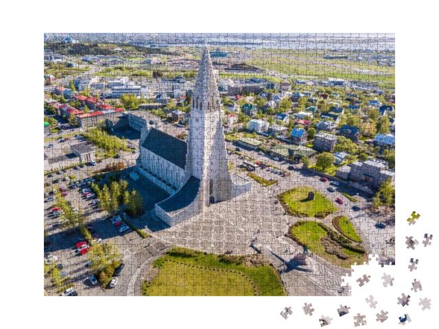 Modern Iceland Reykjavik Architecture. Aerial Photo. Reli... Jigsaw Puzzle with 1000 pieces