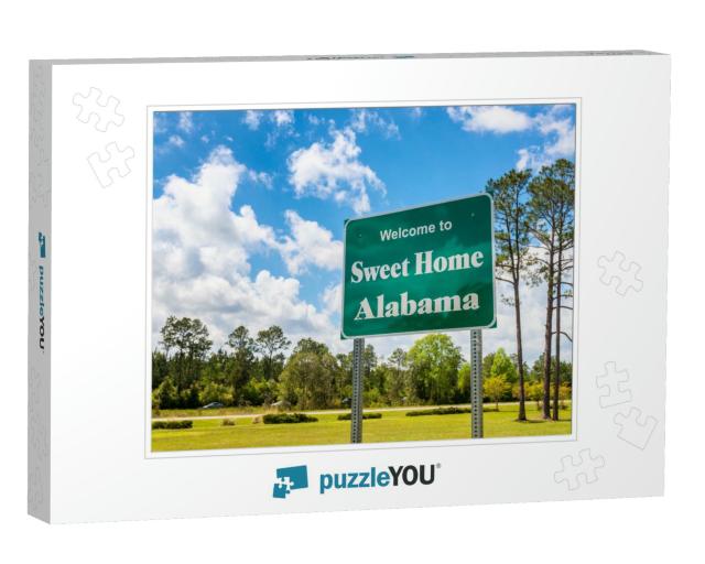 Welcome to Sweet Home Alabama Road Sign Along Interstate... Jigsaw Puzzle