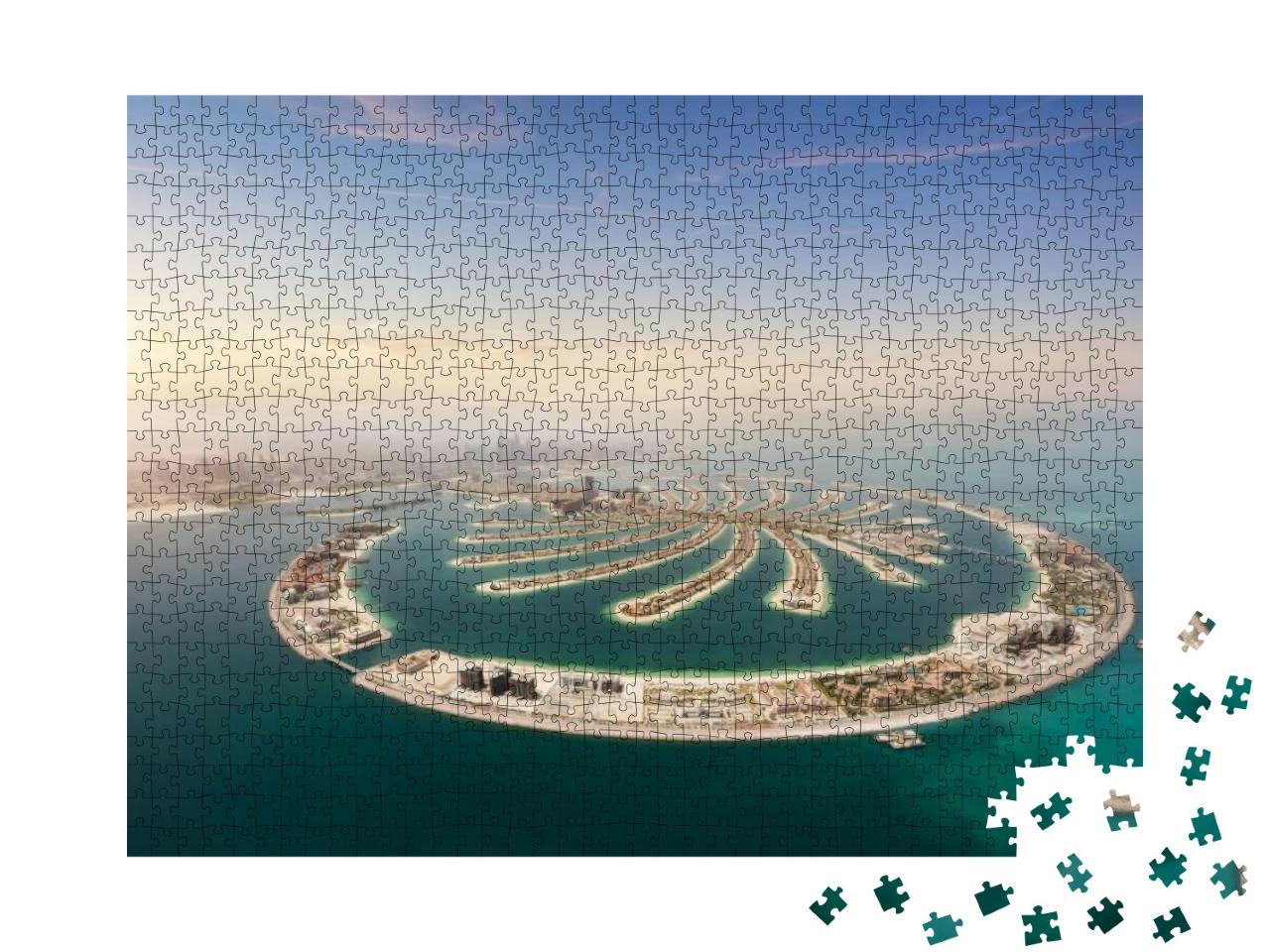 Aerial View of Artificial Palm Island, Dubai, United Arab... Jigsaw Puzzle with 1000 pieces