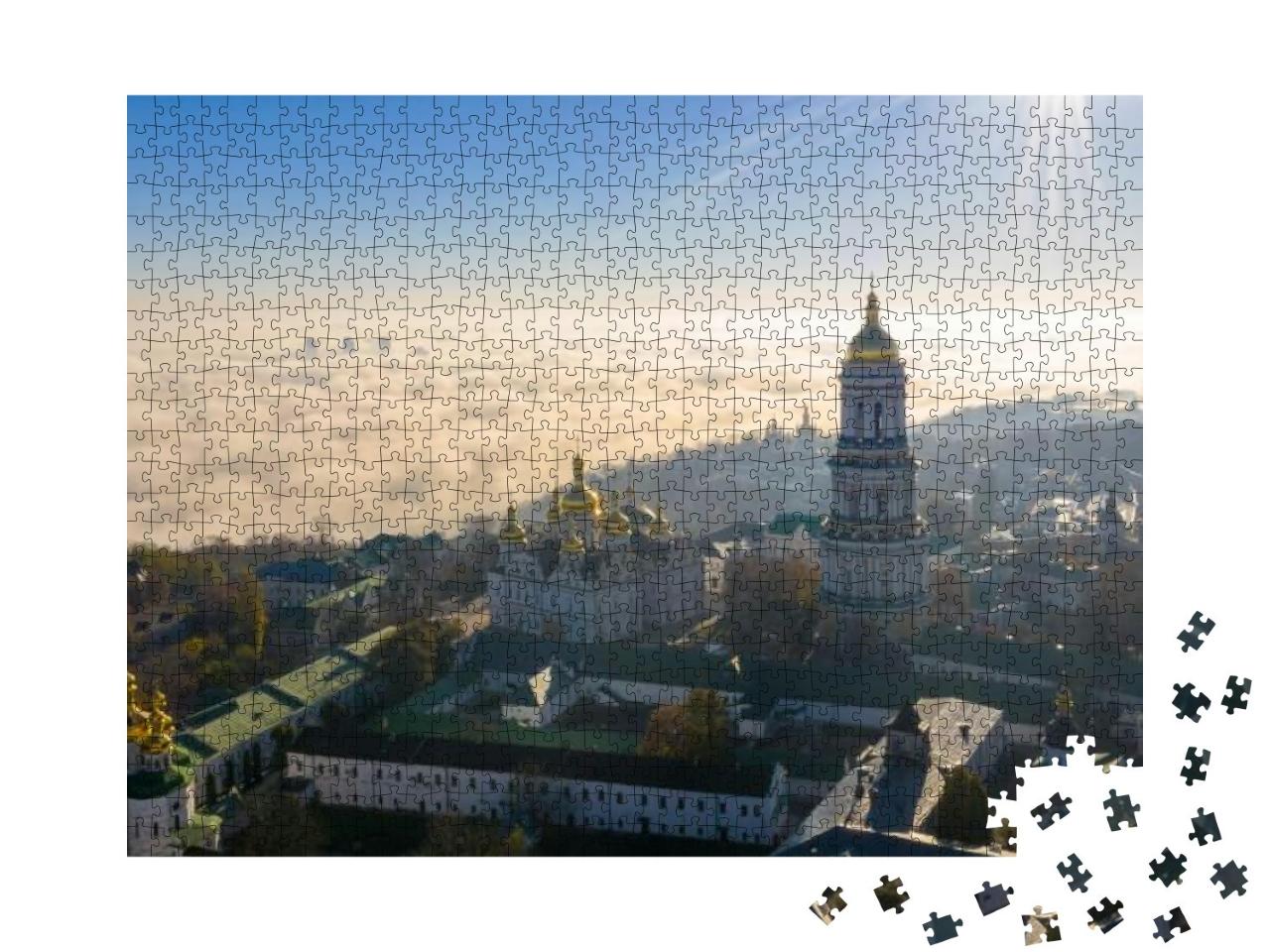 Aerial View of the Monument Motherland, Shrouded in Thick... Jigsaw Puzzle with 1000 pieces