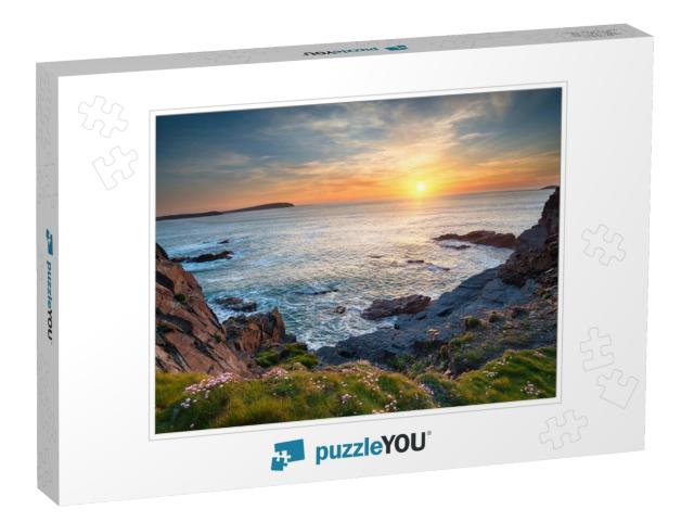 Sunset At Longcarrow Cove Near Padstow in Cornwall... Jigsaw Puzzle