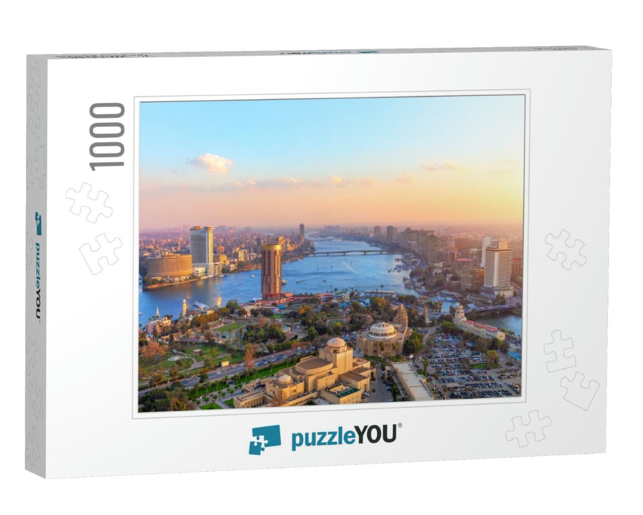 Aerial View on Cairo At Sunset, Panorama from the Tower... Jigsaw Puzzle with 1000 pieces