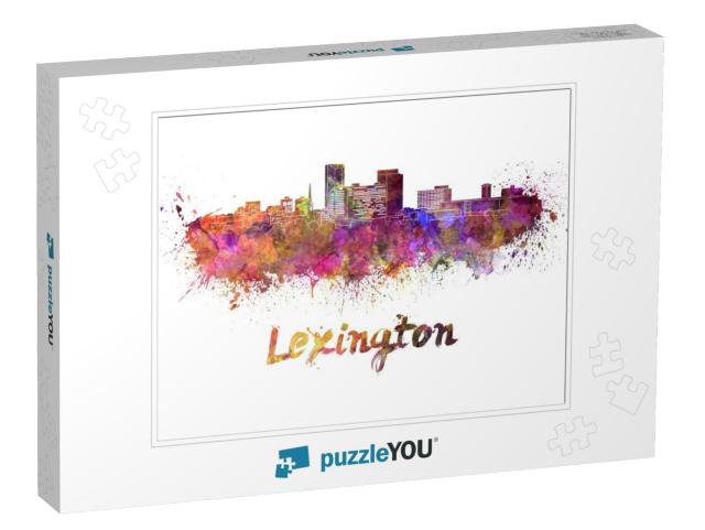 Lexington Skyline in Watercolor Splatters with Clipping P... Jigsaw Puzzle