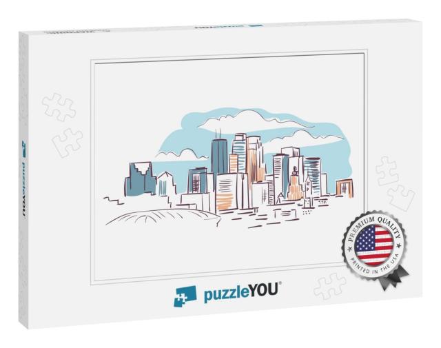 Minneapolis Minnesota USA America Vector Sketch City Illus... Jigsaw Puzzle