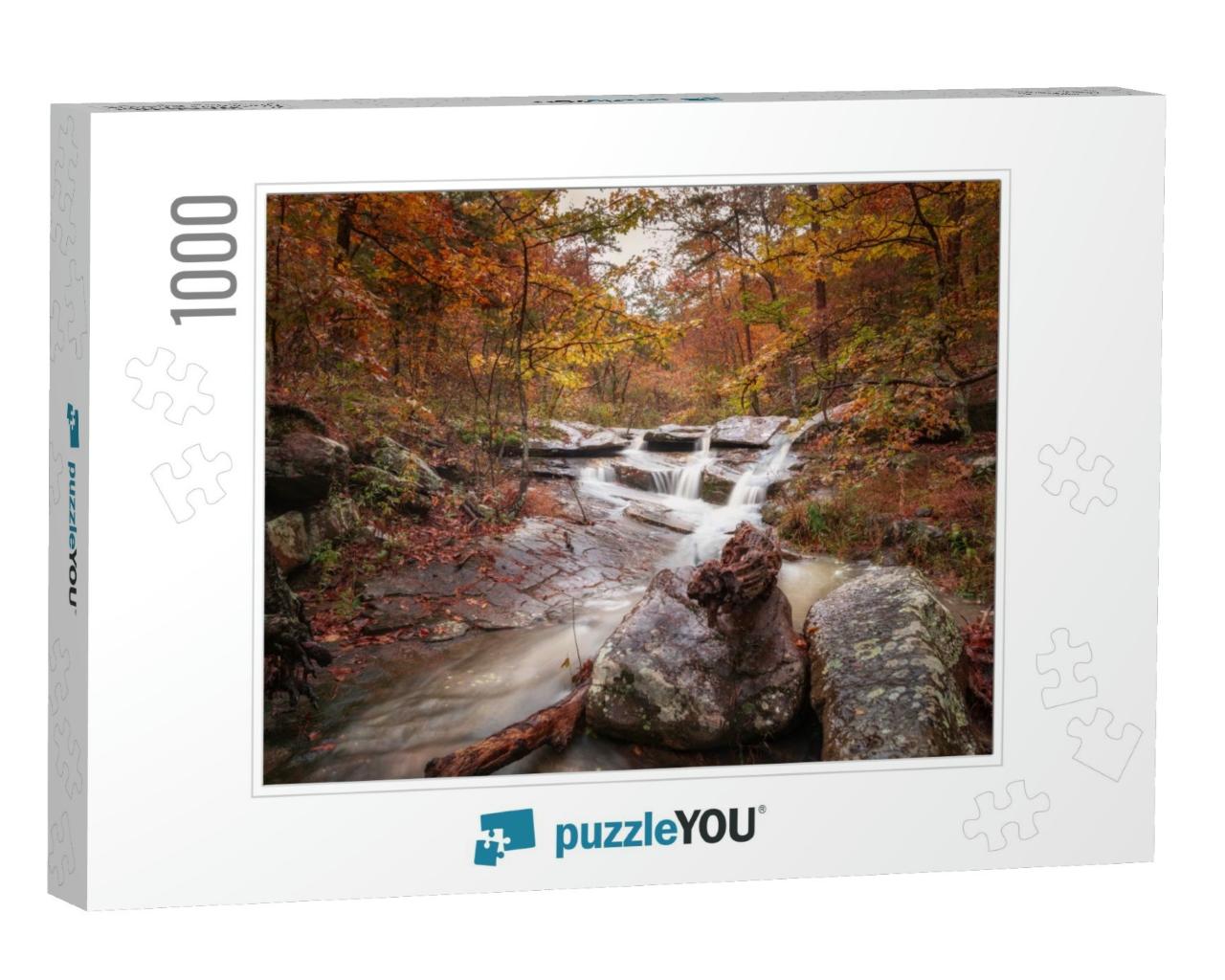 Fall Foliage Waterfall in Ozark Arkansas... Jigsaw Puzzle with 1000 pieces