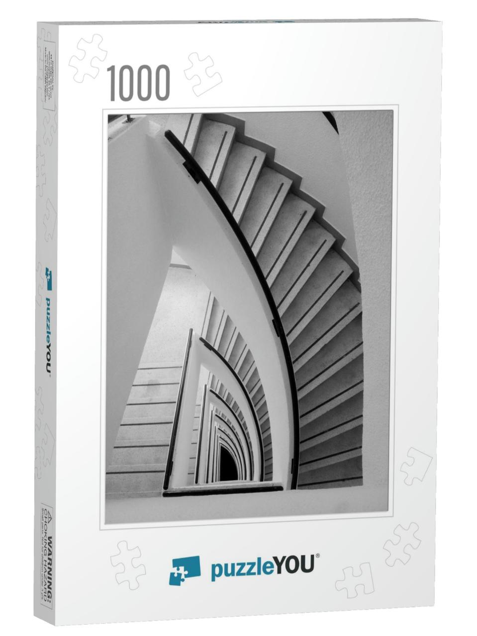 Spiral Staircase Decoration Interior - Black & White... Jigsaw Puzzle with 1000 pieces