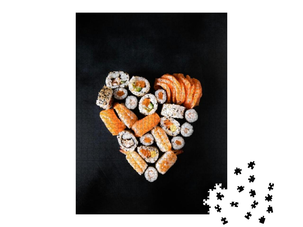 Sushi Rolls Unagi Nigiri Uramaki Serving in the Form of H... Jigsaw Puzzle with 1000 pieces