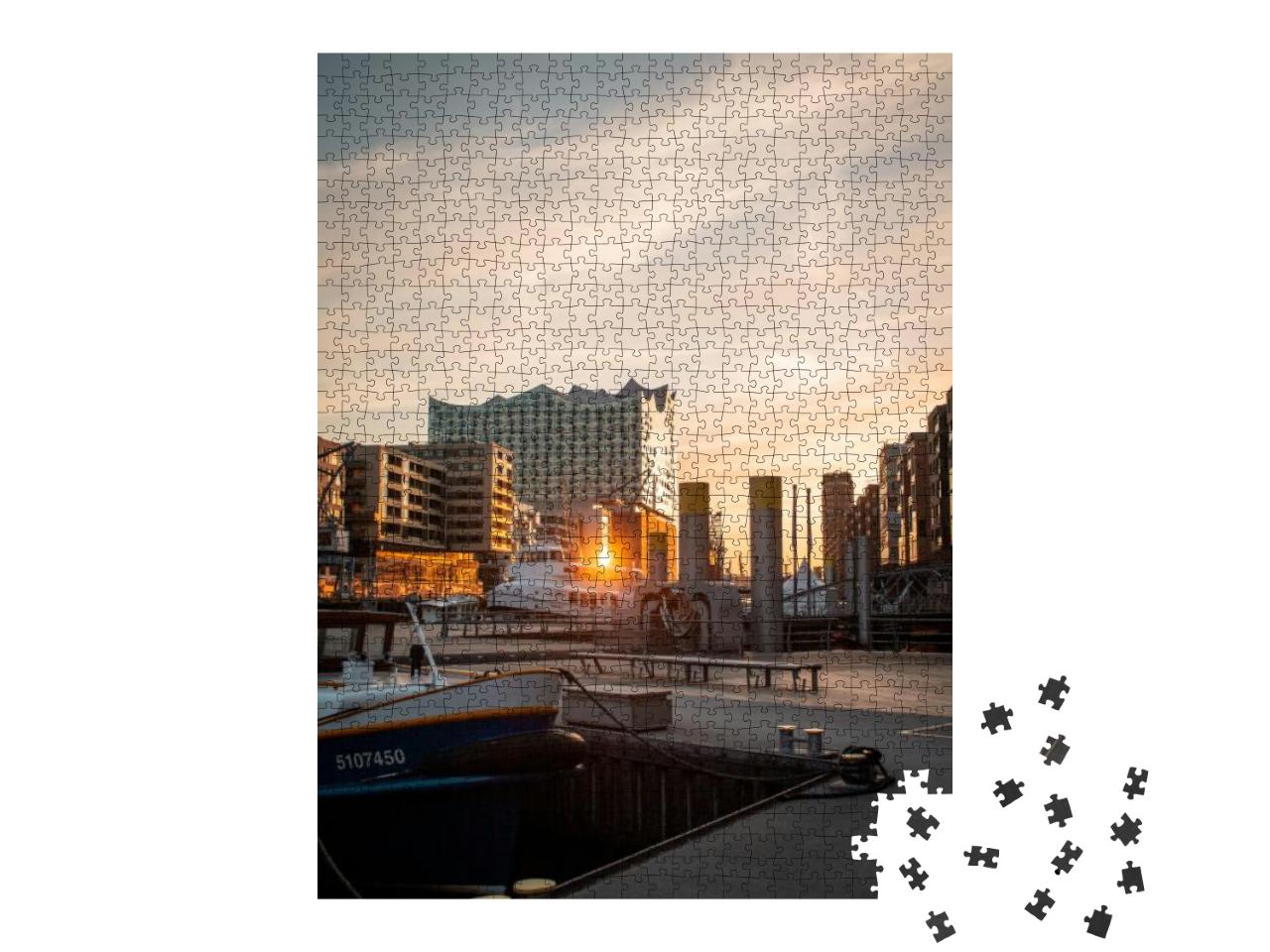 Elbphilharmonie Reflecting Light of the Sunset Taking Pla... Jigsaw Puzzle with 1000 pieces