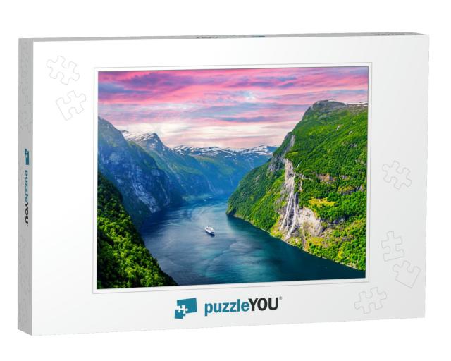 Panorama of Breathtaking View of Sunnylvsfjorden Fjord &... Jigsaw Puzzle