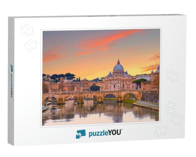 Cityscape & Panoramic View of Old Bridge with Warm Sunset... Jigsaw Puzzle
