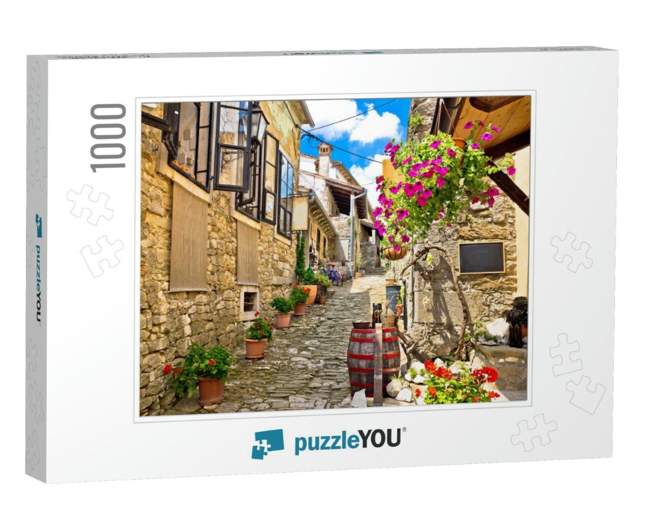 Town of Hum Colorful Old Stone Street, Istria, Croatia... Jigsaw Puzzle with 1000 pieces