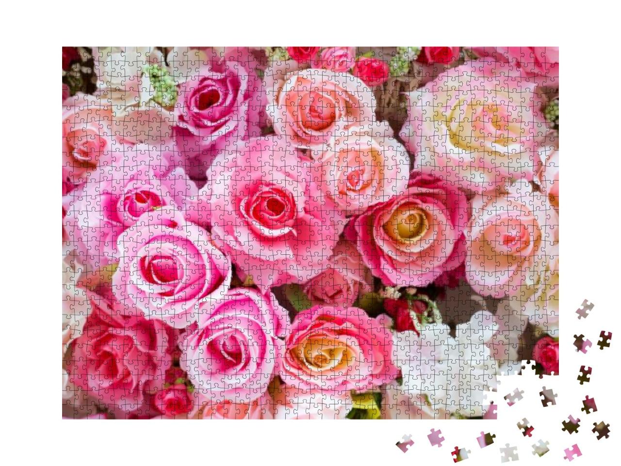 Soft Color Roses Background... Jigsaw Puzzle with 1000 pieces