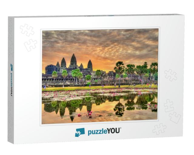 Sunrise At Angkor Wat, a UNESCO World Heritage Site in Ca... Jigsaw Puzzle