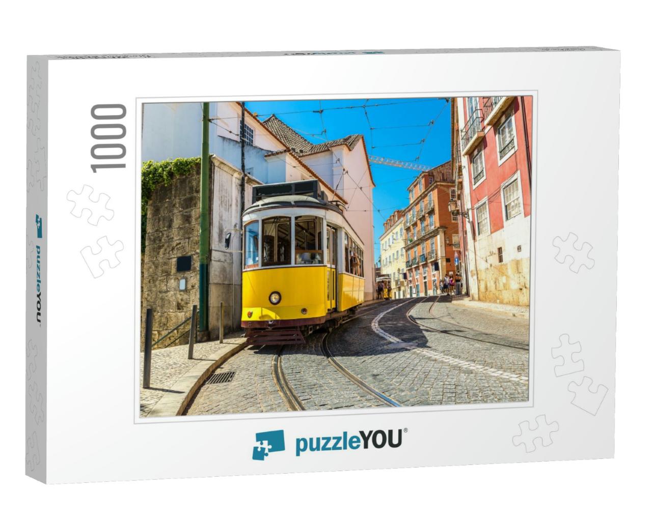 Vintage Tram in the City Center of Lisbon , Portugal in a... Jigsaw Puzzle with 1000 pieces