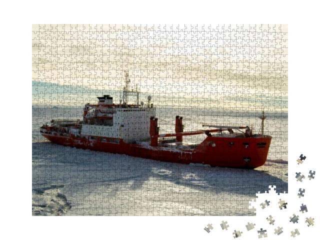 Expedition Ship in Antarctic Sea... Jigsaw Puzzle with 1000 pieces