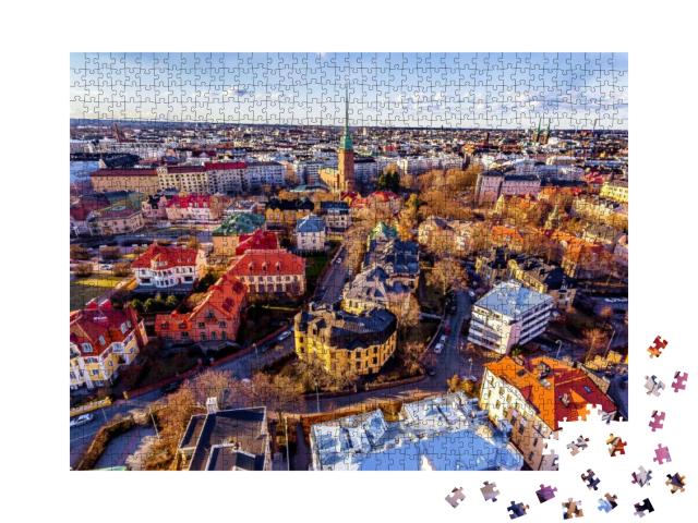 Aerial View of Beautiful City Helsinki At Spring. Blue Sk... Jigsaw Puzzle with 1000 pieces
